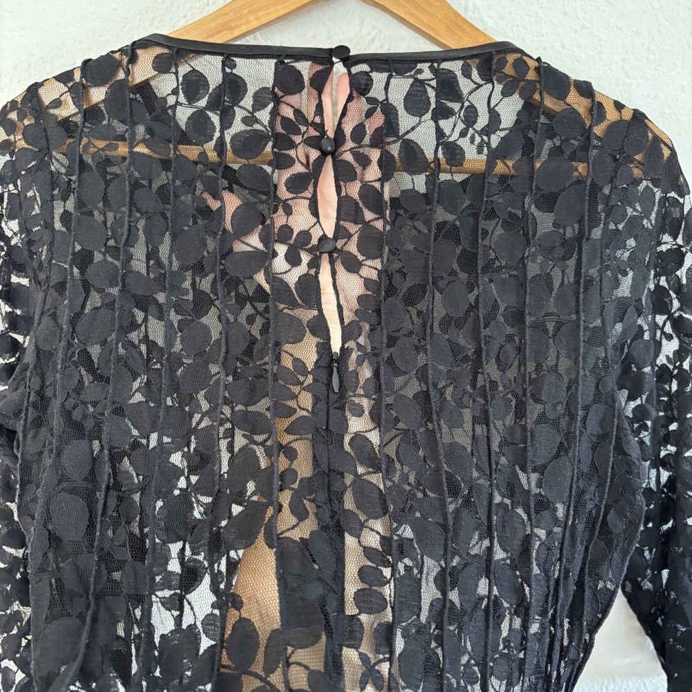 Teri Jon Dress LACE OVERLAY ONLY Womens 14 Black Witchy Whimsigoth Ricky Freeman - Picture 12 of 12